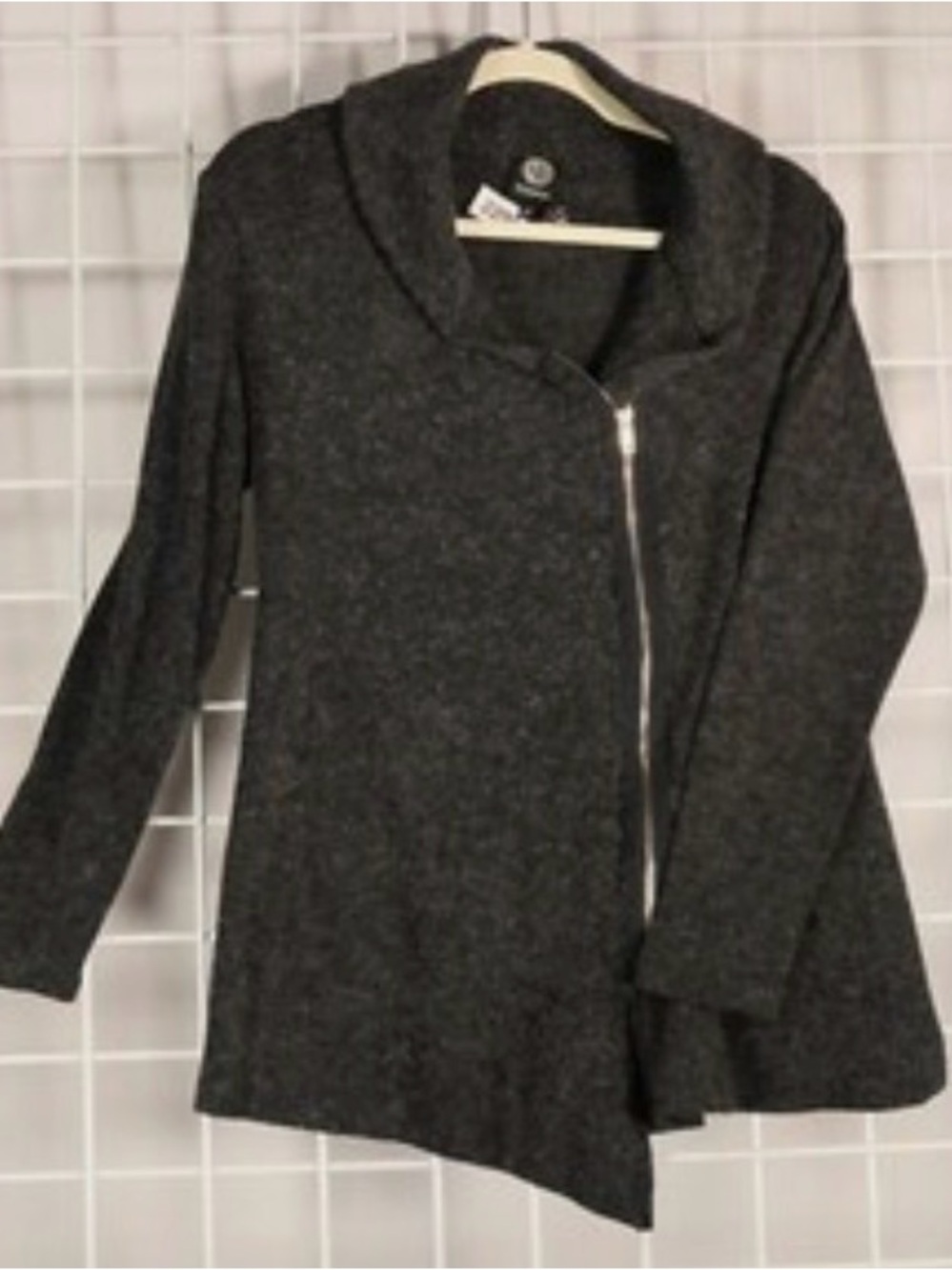 Sweet Rain Charcoal Gray Asymmetrical Zip Cardigan